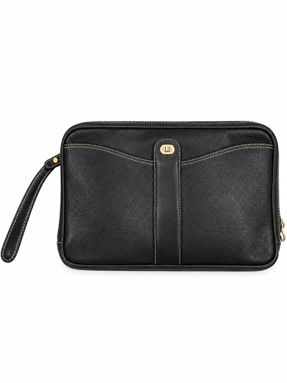 Vintage Dunhill Black Italian Leather Travel Wristlet Bag